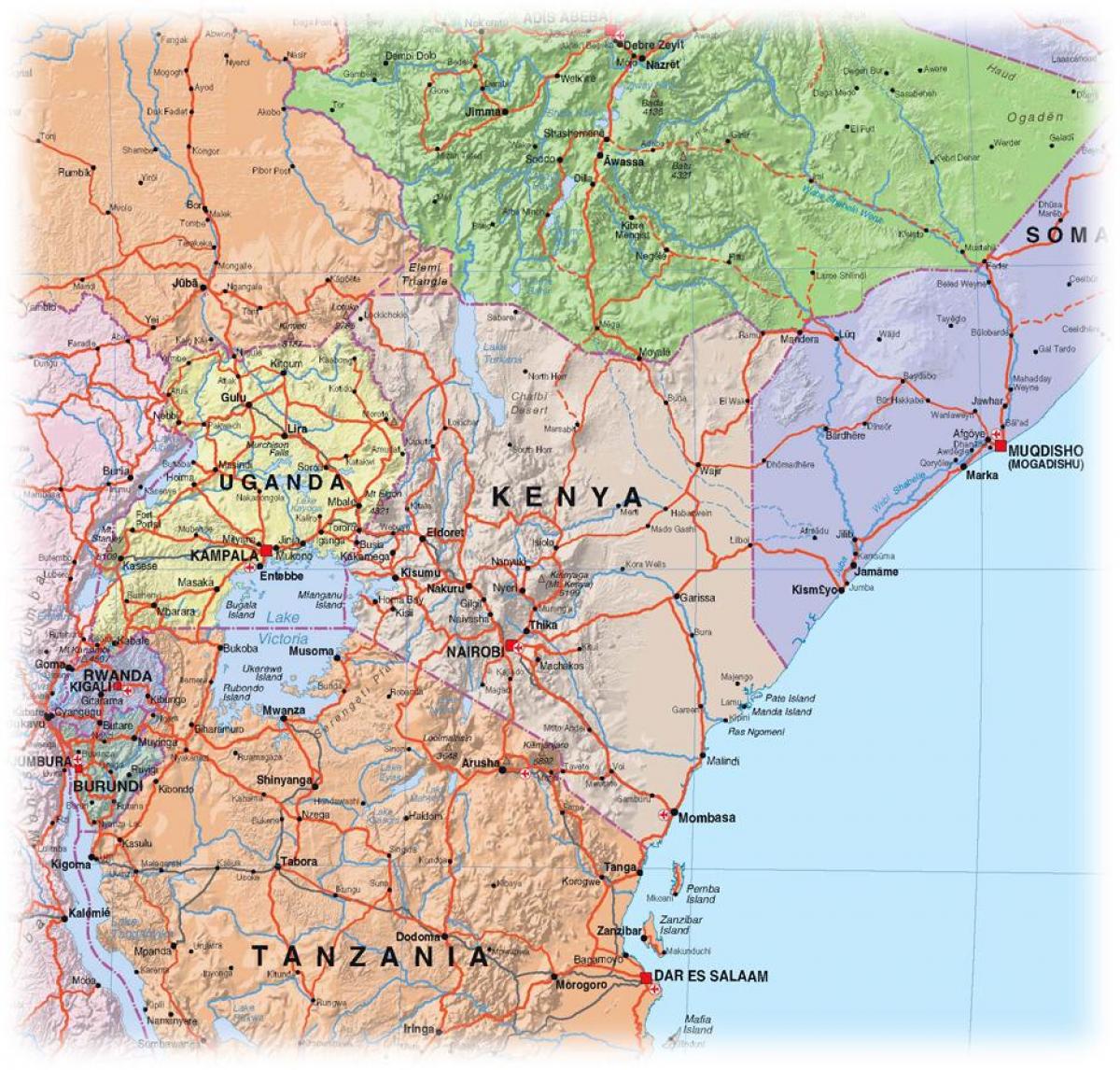 ramani ya nyanda za juu za Kenya