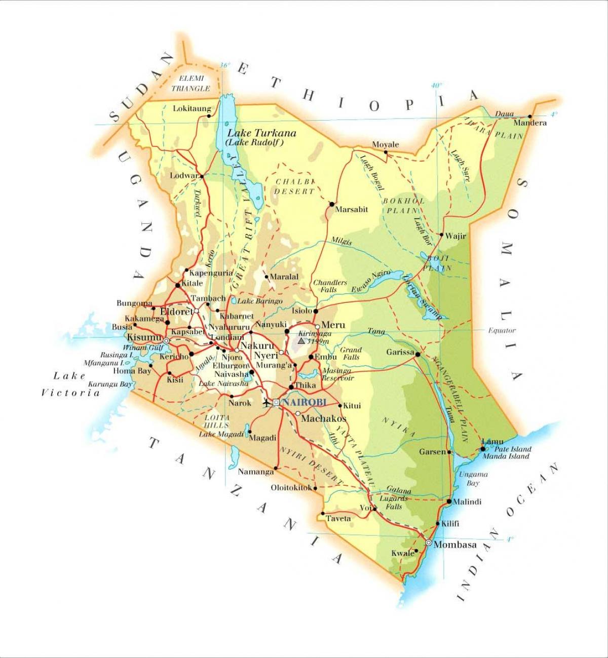 Kenya kimwili makala ramani