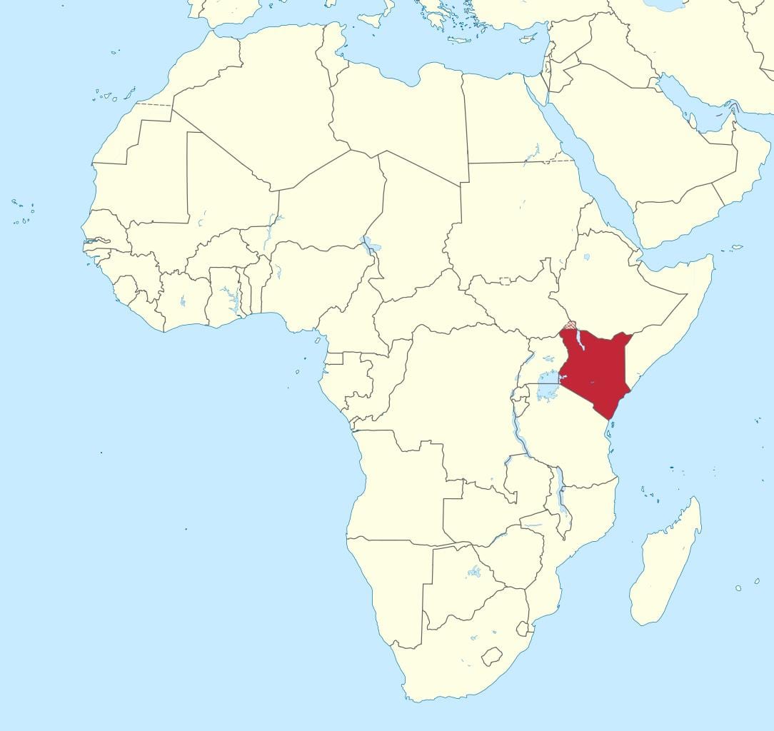 ramani ya afrika na Kenya yalionyesha