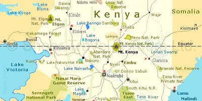 Kenya vivutio vya utalii ramani