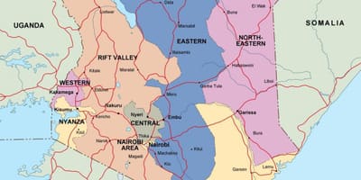 Ramani ya Kenya kuonyesha mito