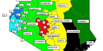 Ramani ya wilaya 47 nchini Kenya 